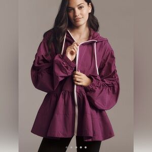 NWT Anthropologie Daily Practice Freestyle Hooded Babydoll Windbreaker Jacket S